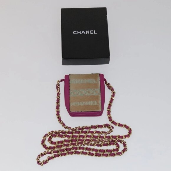 CHANEL Chain Shoulder Cigarette Case Leather Pink CC Auth - Picture 2 of 14